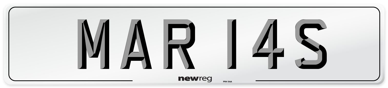 MAR 14S Number Plate from New Reg